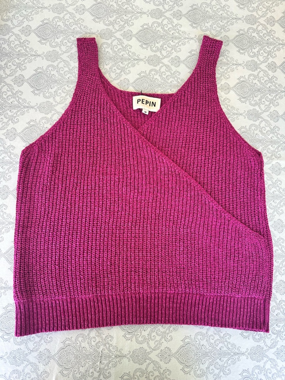 Anthropologie Pepin Faux Wrap Sweater Tank M Burgundy